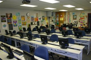 The computer lab incorporates technology into learning.
